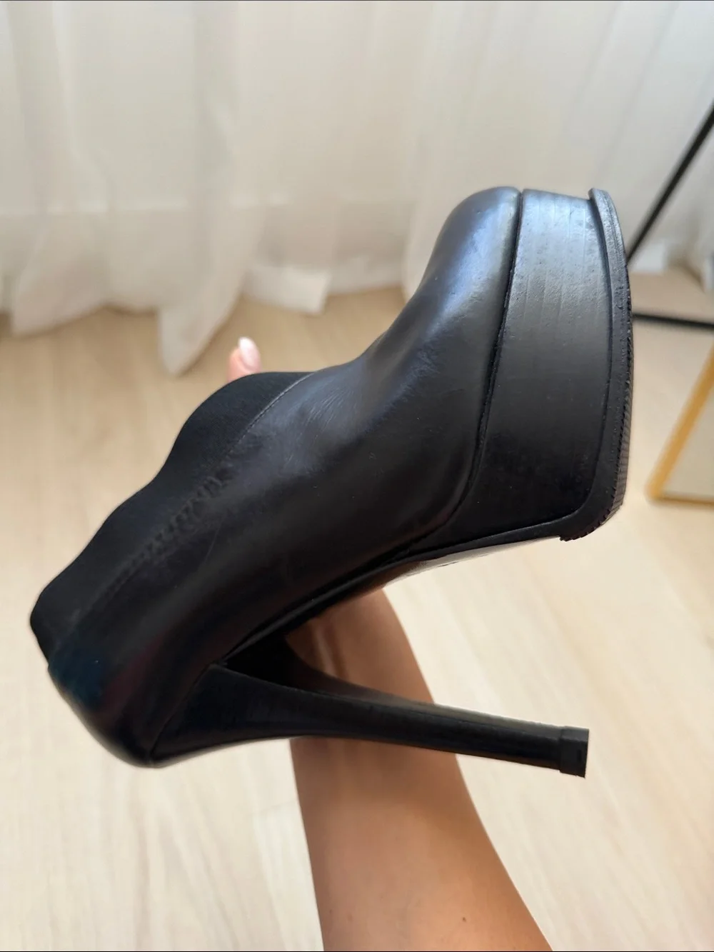 Fendi Black Leather High Platform Ankle Pumps